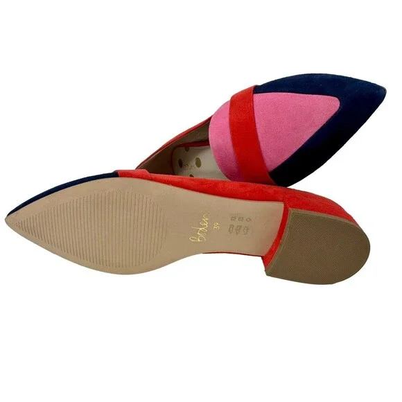 Boden NEW Scarlett Pointy Suede Colorblock Low Heel Shoe Size 39 / 9 - Picture 5 of 8